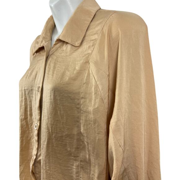 Davi & Dani Womens Satin Balloon Long Sleeve Button Up Collared Shirt Top sz M - Picture 10 of 16